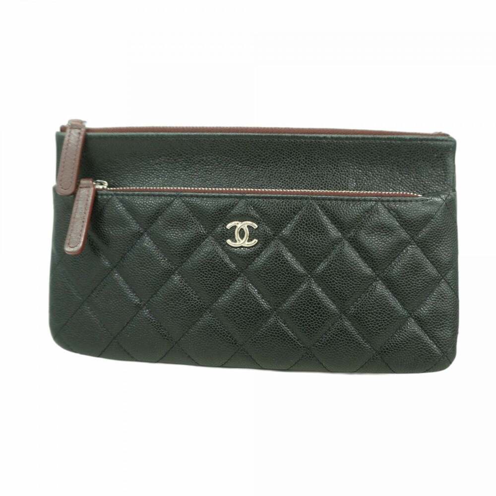 CHANEL Black Caviar Leather Pouch